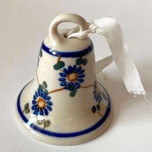 BOLESLAWIEC Polish Art Pottery Christmas Bell Tree Ornament Vintage
